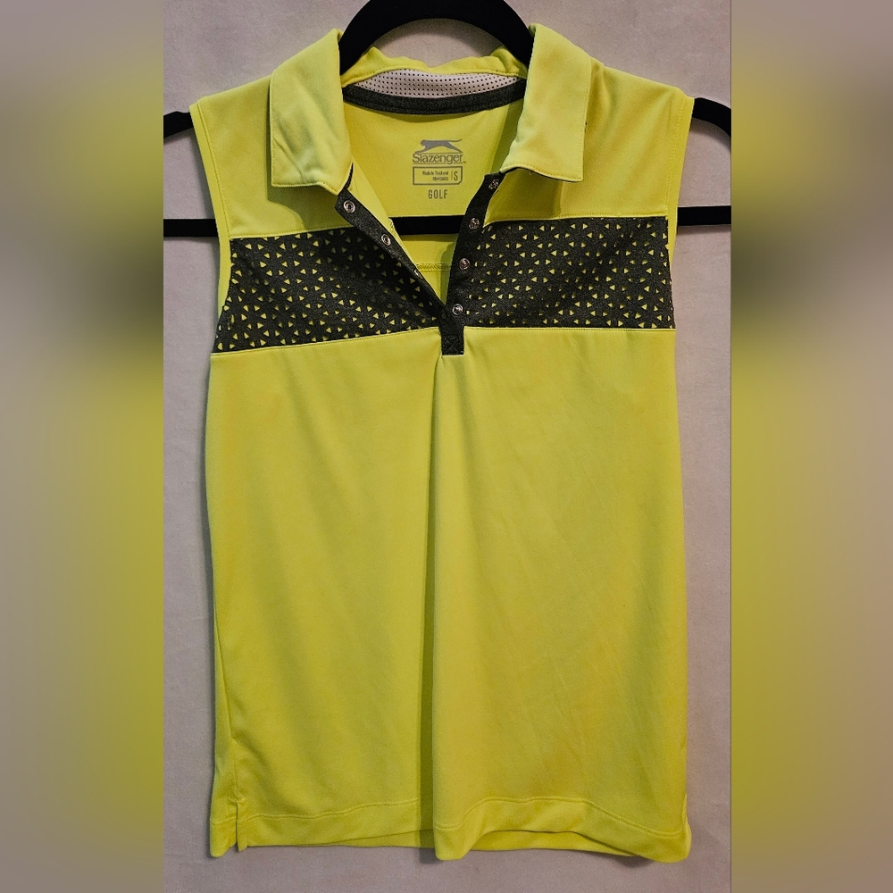 Sleeveless Yellow Polo Tank Top
